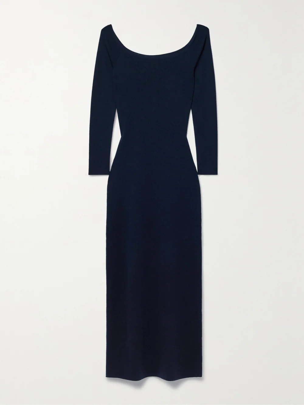 Gabriela Hearst Selwyn Off-the-shoulder Wool and Cashmere-blend Midi Dress in navy