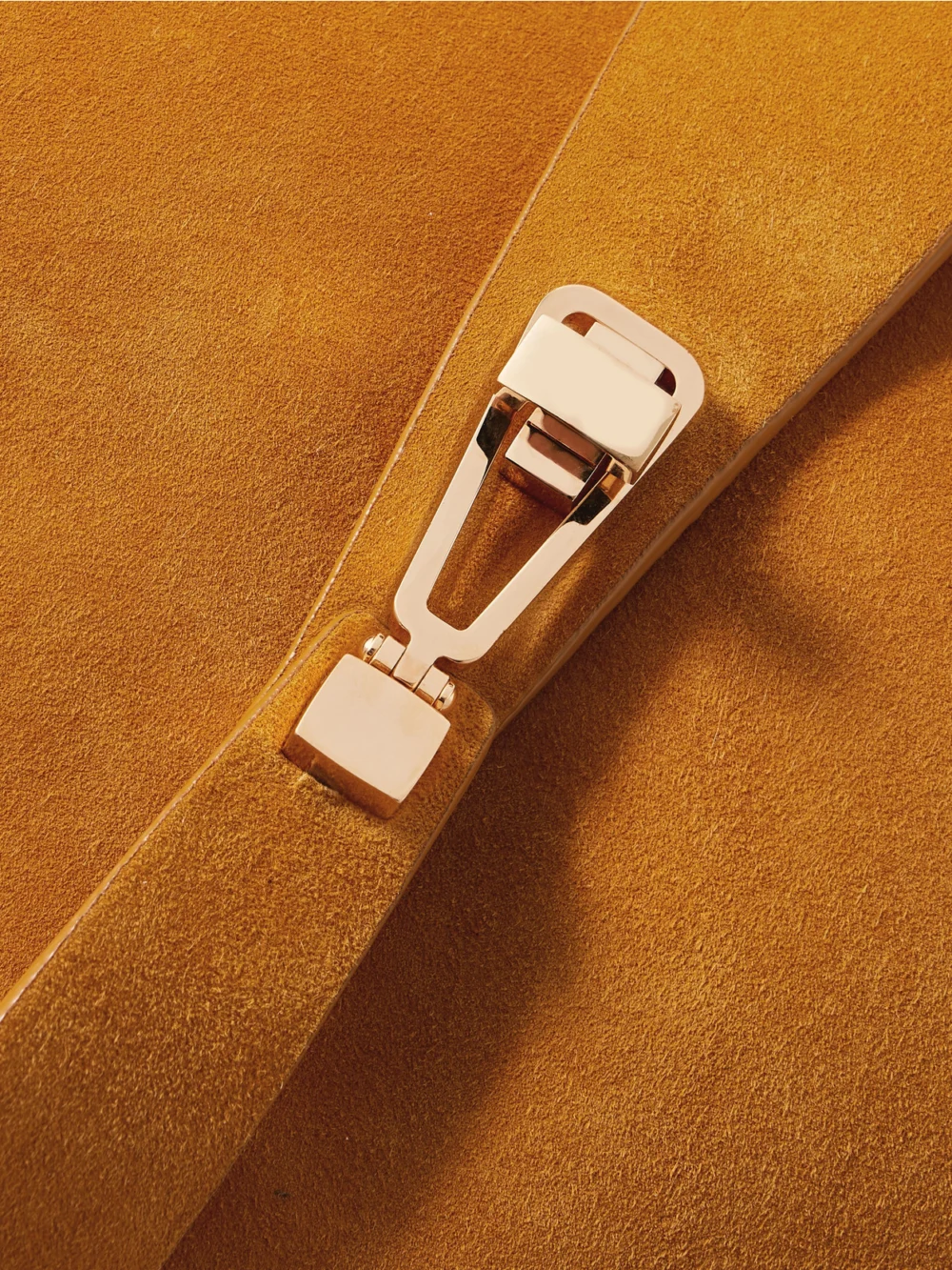Close-up detail of the Gabriela Hearst Small Suede Shoulder Bag