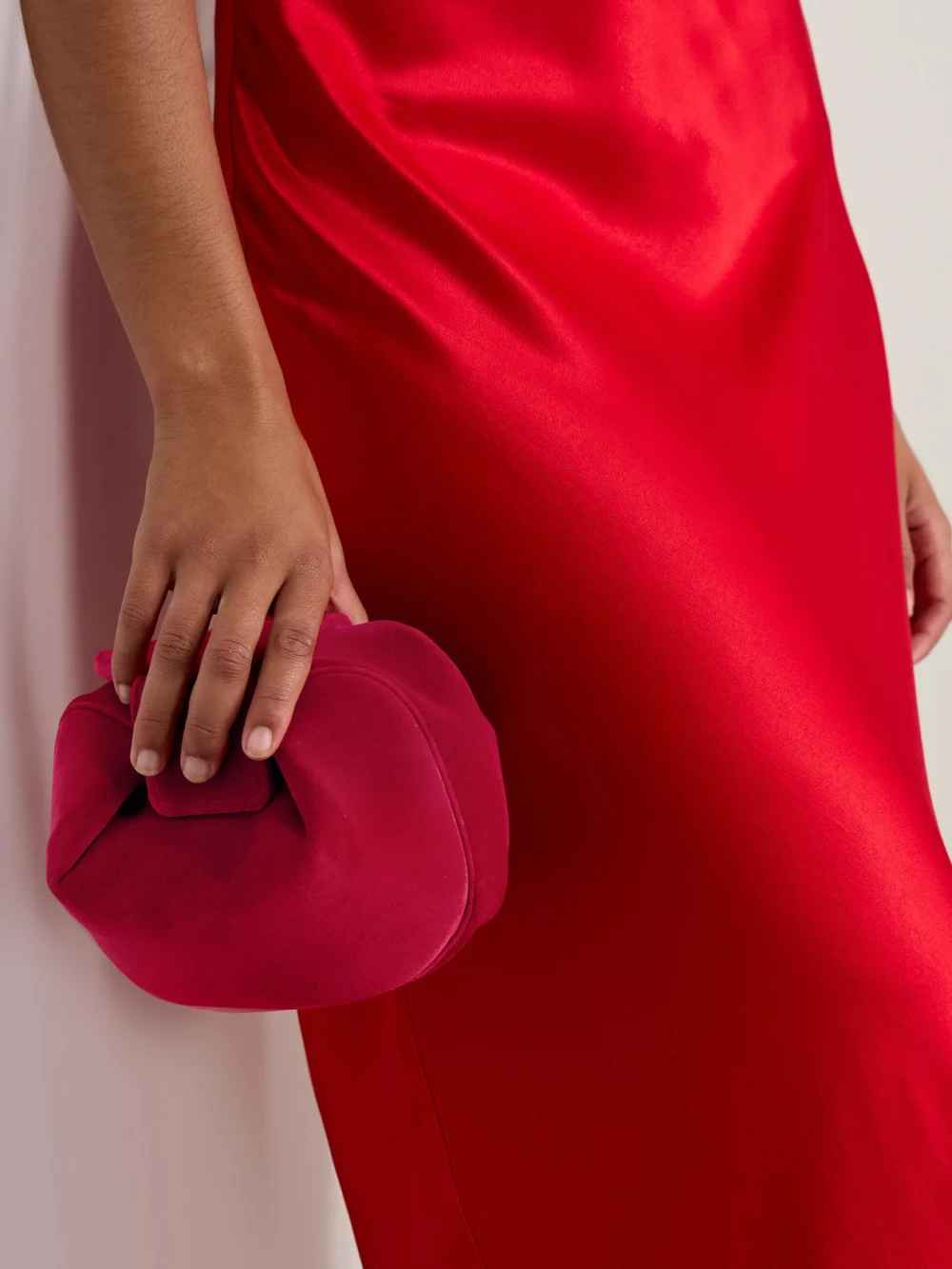 Gabriela Hearst Soft Demi Velvet Clutch, styled view