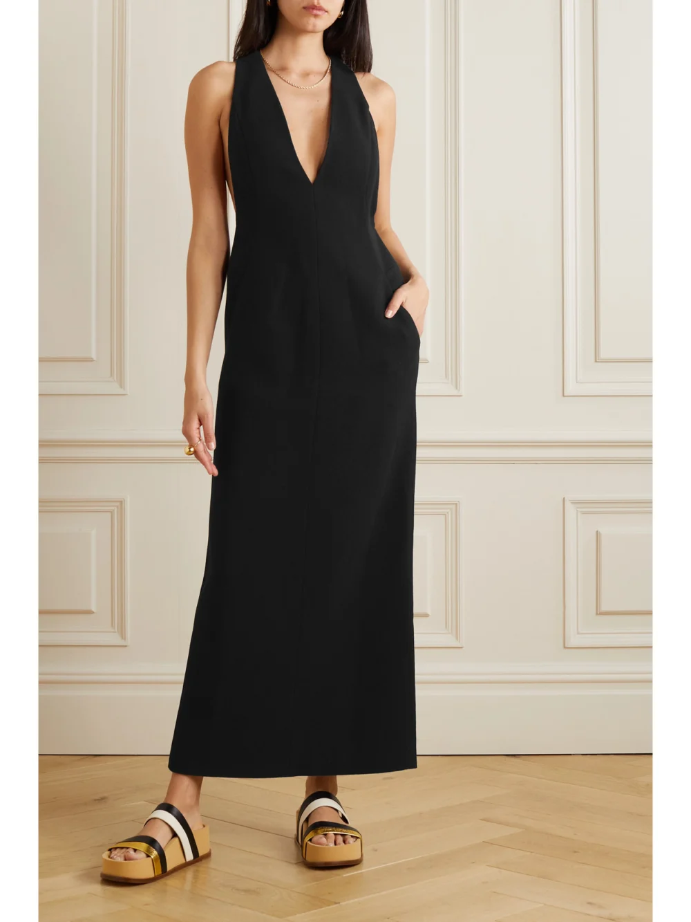 Gabriela Hearst Wool-crepe Midi Dress, worn by a model