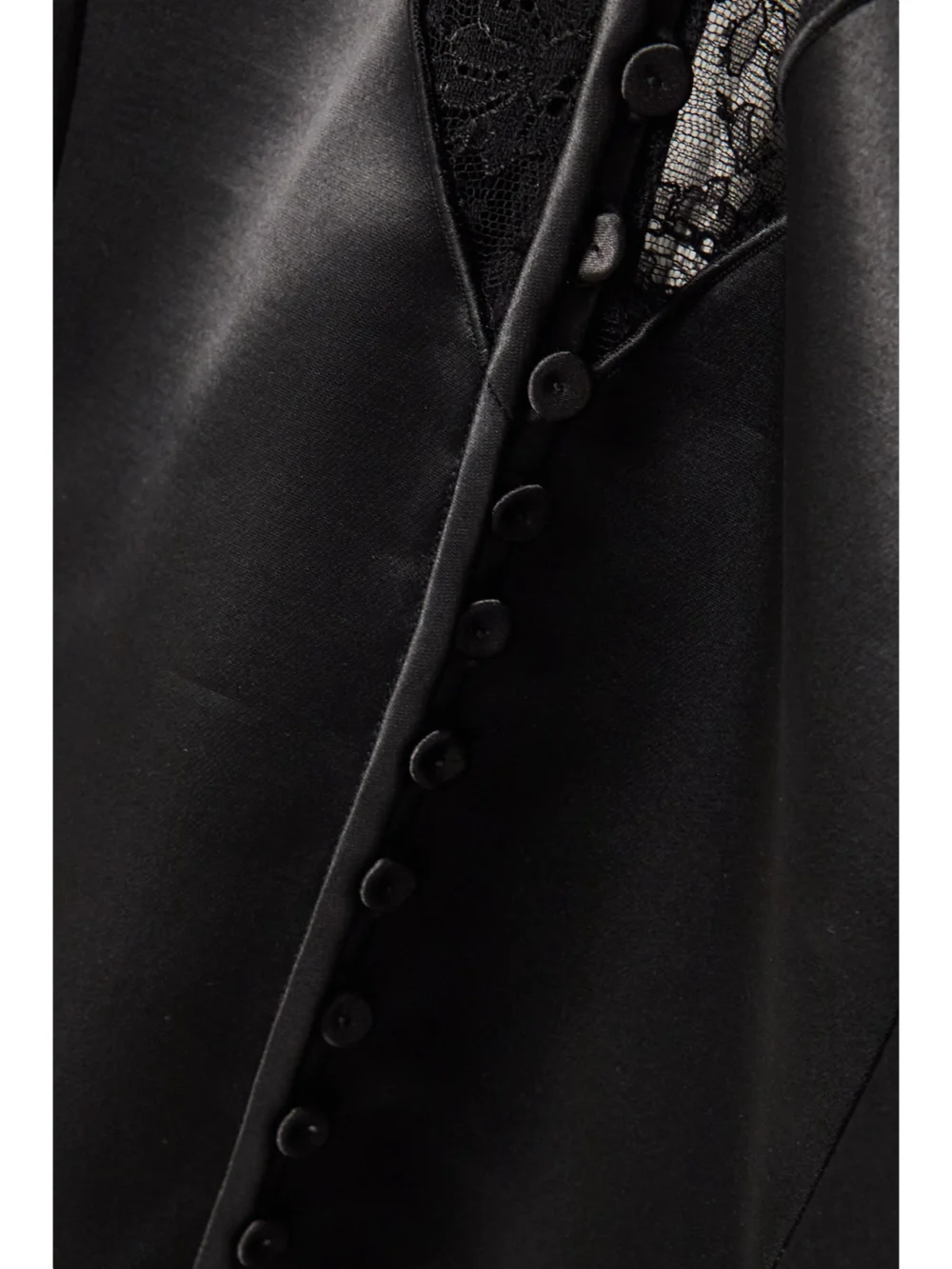 Close-up detail of the Gabriela Hearst Yernard Paneled Wool and Silk-blend Satin and Lace Maxi Dress