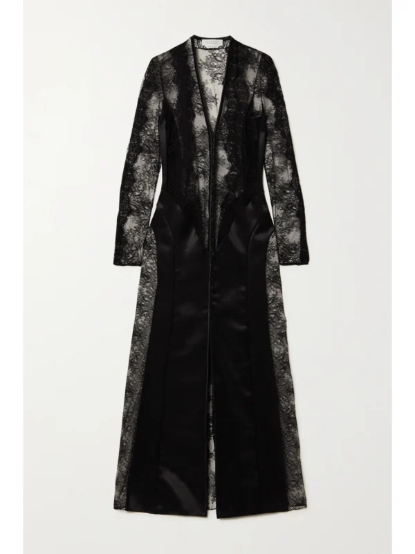 Gabriela Hearst Yernard Paneled Wool and Silk-blend Satin and Lace Maxi Dress