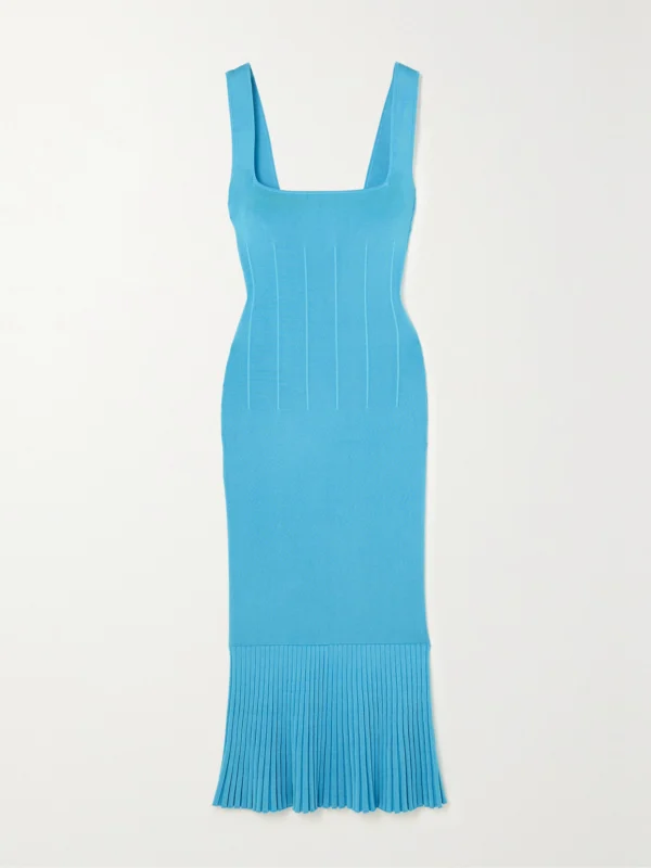 Galvan Atalanta Pleated Stretch-knit Midi Dress