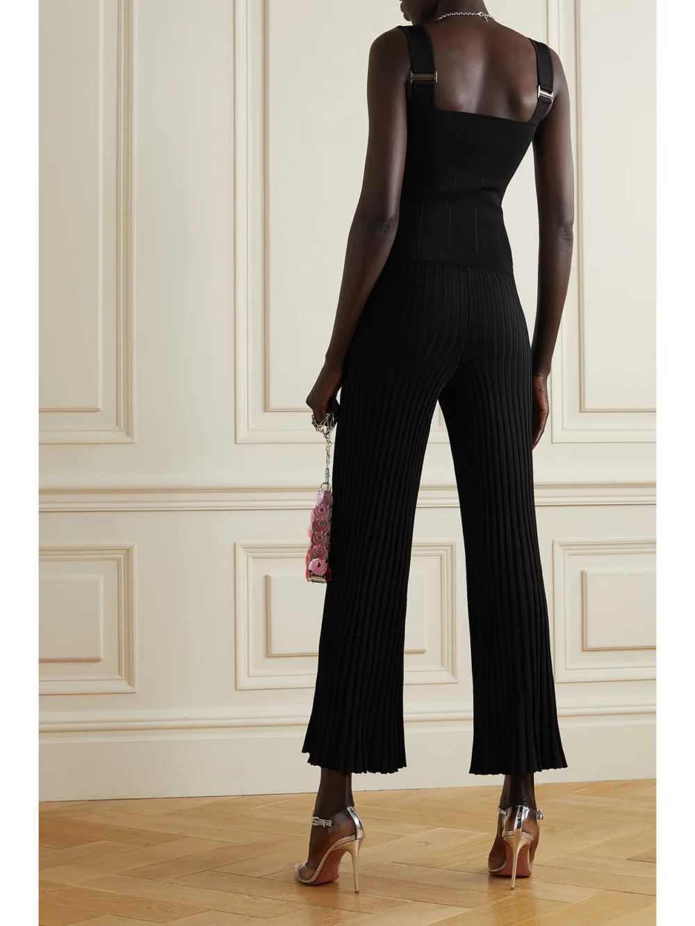 Back view of the Galvan Atalanta Ribbed-knit Jumpsuit