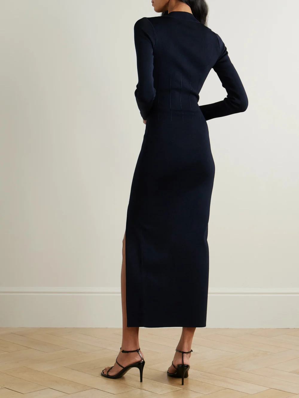 Back view of the Galvan Atalanta Stretch-knit Midi Dress