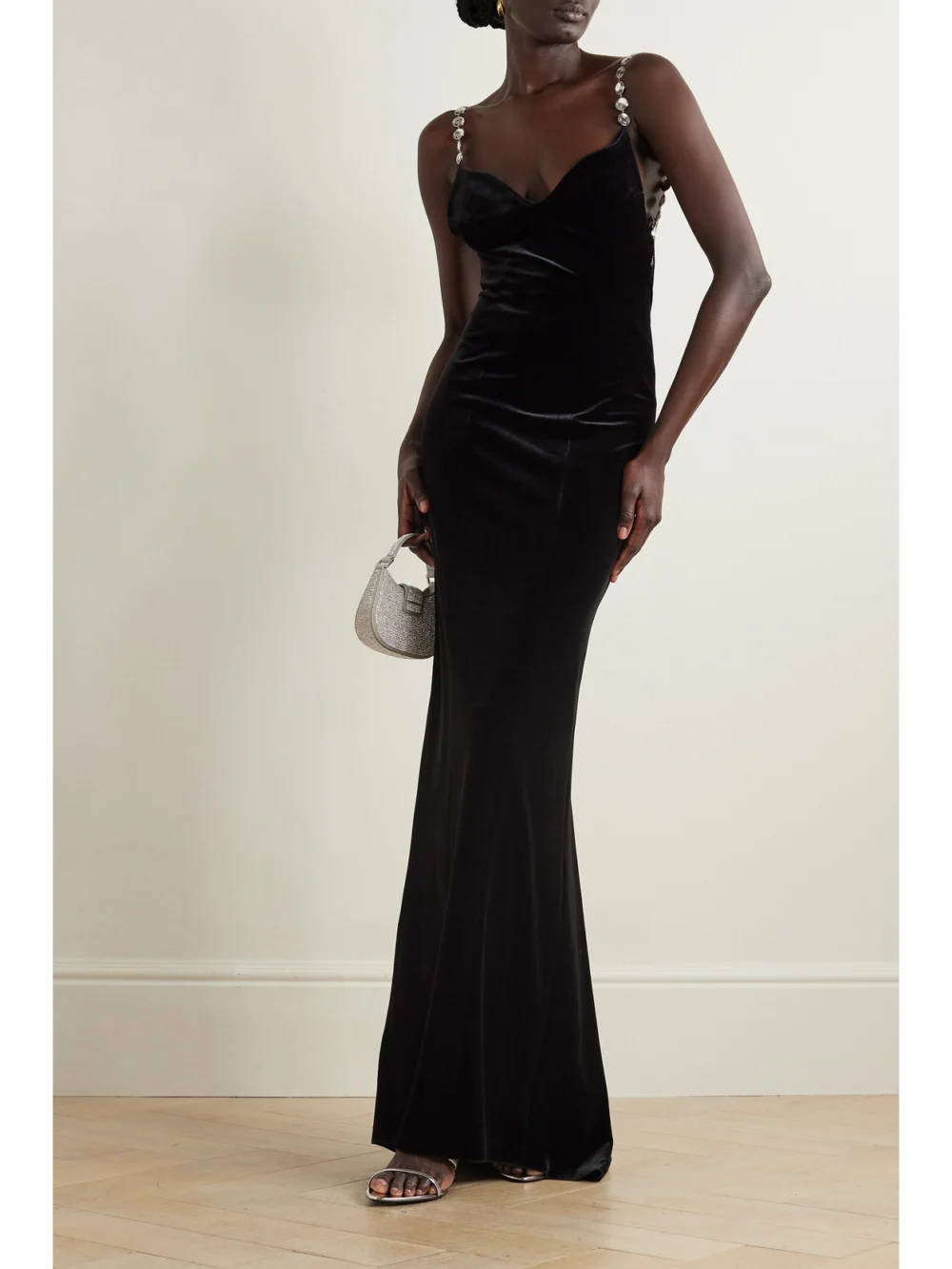 Galvan Avedon Globe Crystal-embellished Velvet Gown, worn by a model