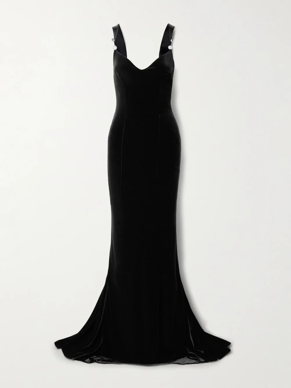 Galvan Avedon Open-back Embellished Stretch-velvet Gown in black