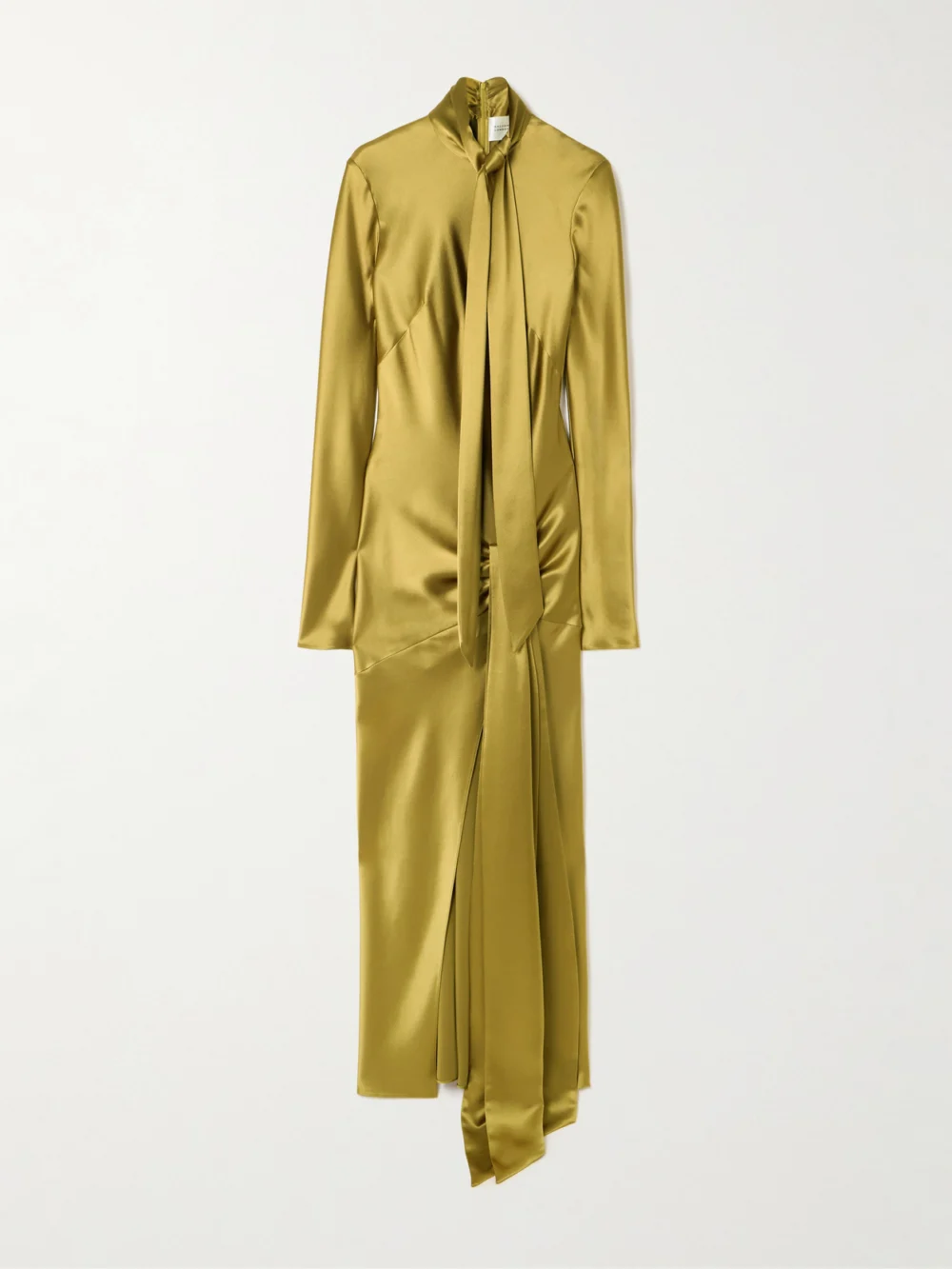 Galvan Emilie Tie-detailed Satin Gown in green