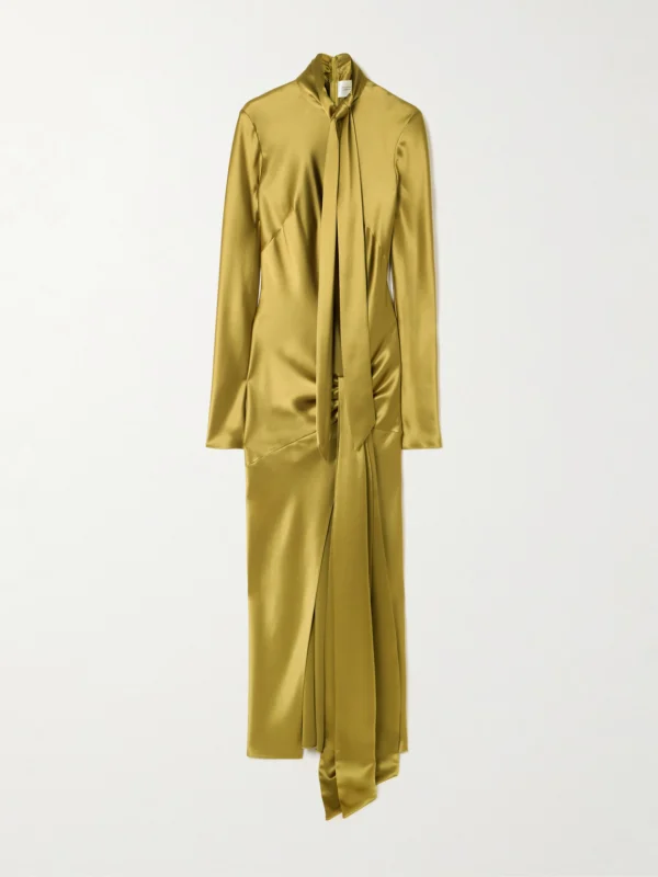 Galvan Emilie Tie-detailed Satin Gown