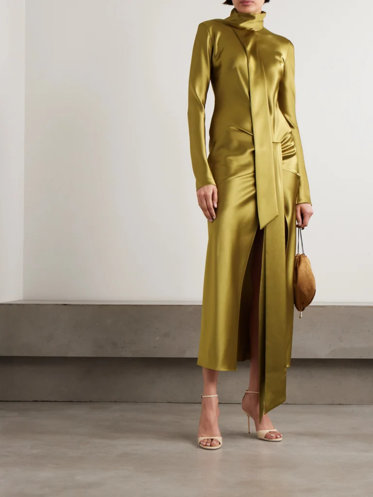 Galvan Emilie Tie-detailed Satin Gown