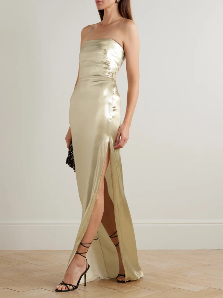 Galvan Galvanized Strapless Metallic Satin Gown