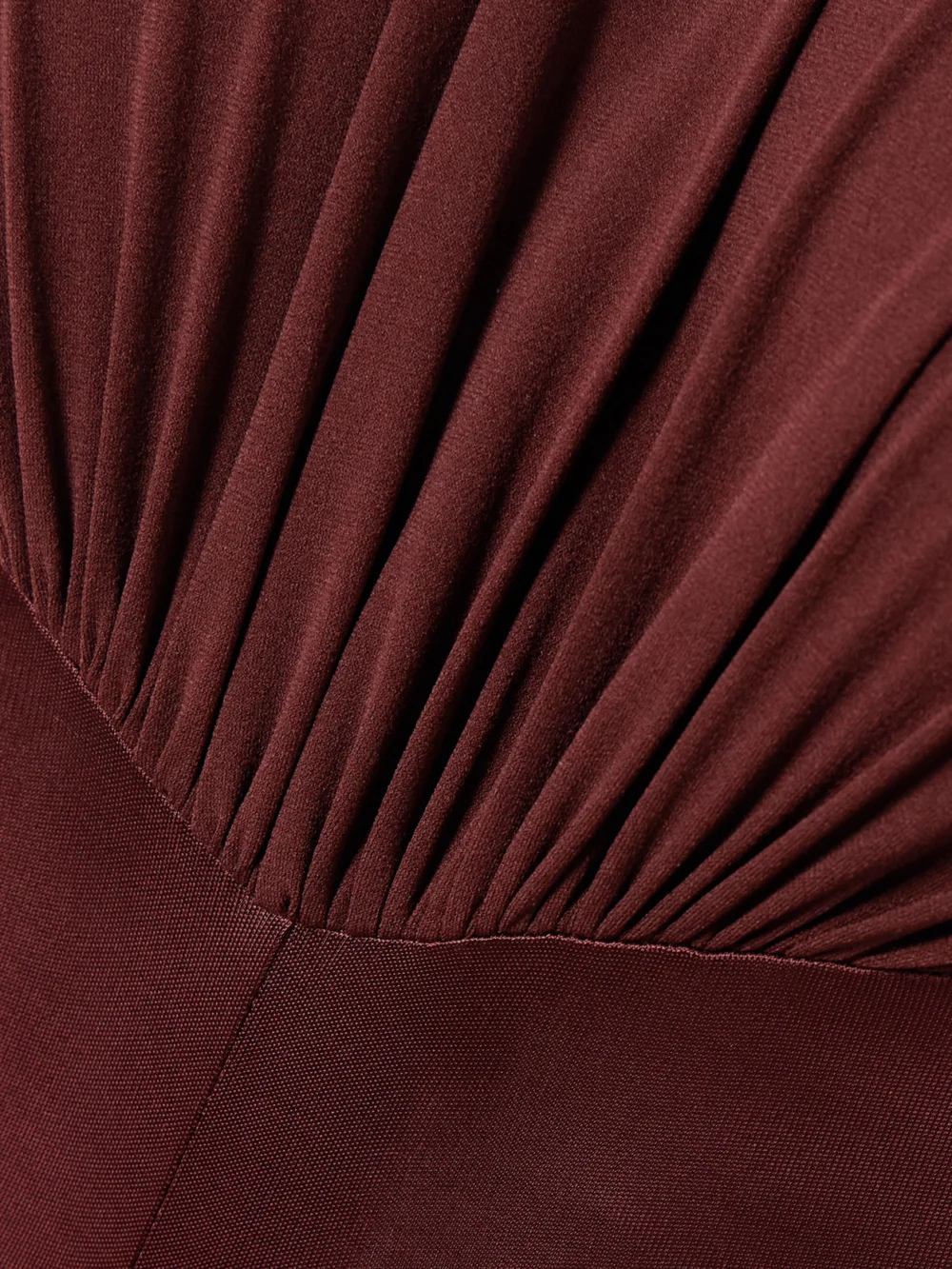 Close-up detail of the Galvan Gathered Satin-jersey Gown