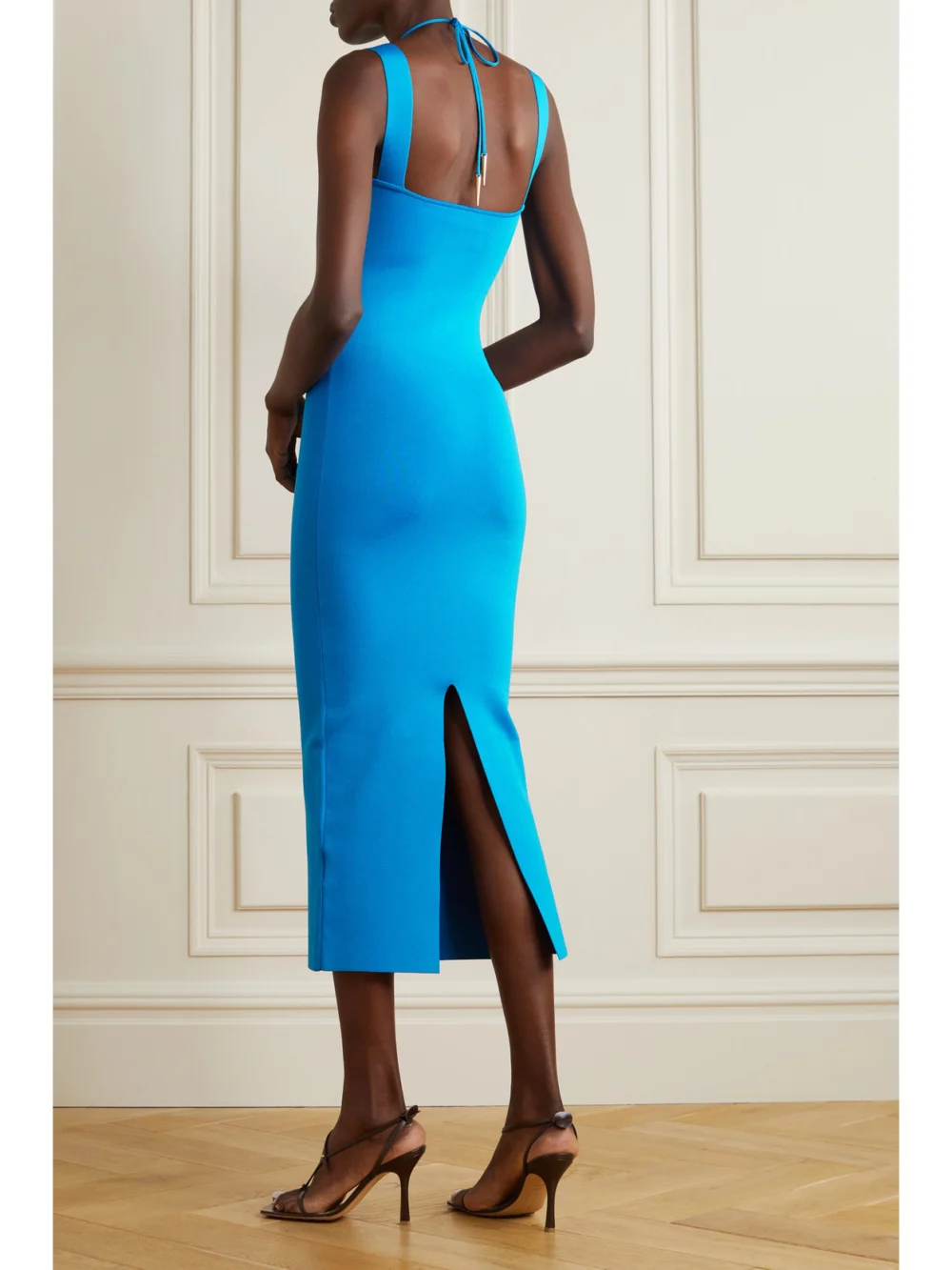 Back view of the Galvan Kali Cutout Stretch-knit Midi Dress