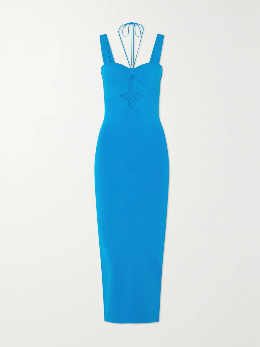 Galvan Kali Cutout Stretch-knit Midi Dress in blue
