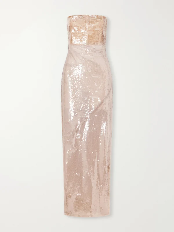 Galvan Moonlight Strapless Sequined Tulle Gown