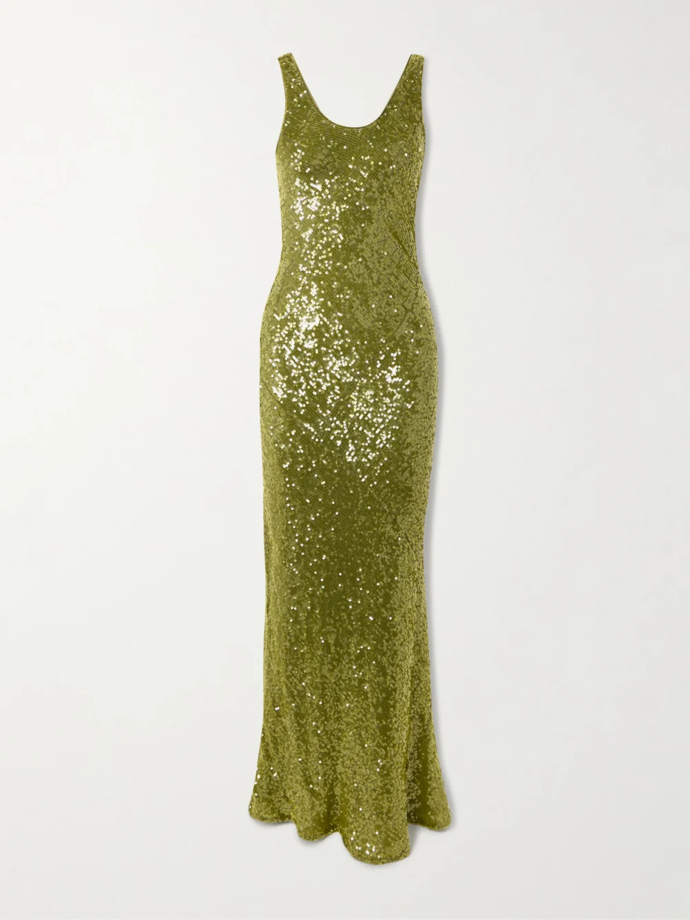 Galvan Moonlight Valletta Sequined Crepe De Chine Gown in green