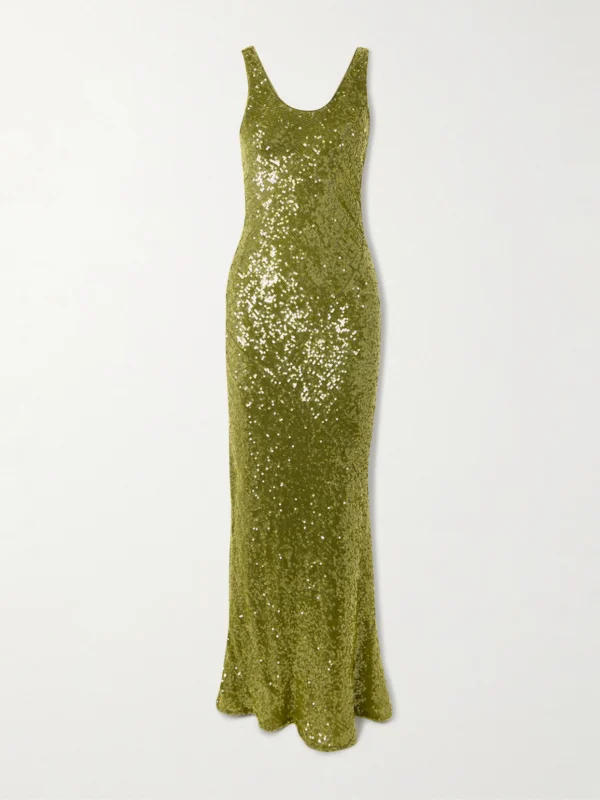 Galvan Moonlight Valletta Sequined Crepe De Chine Gown