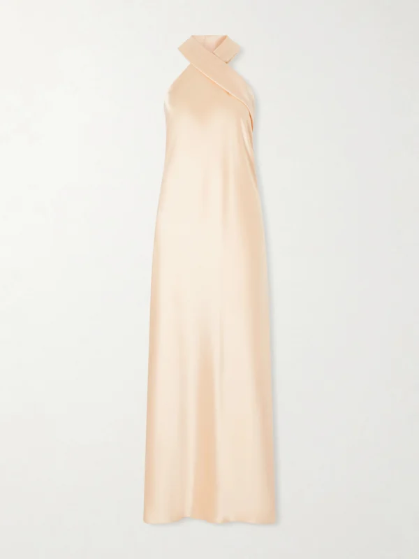 Galvan Pandora Satin Halterneck Midi Dress
