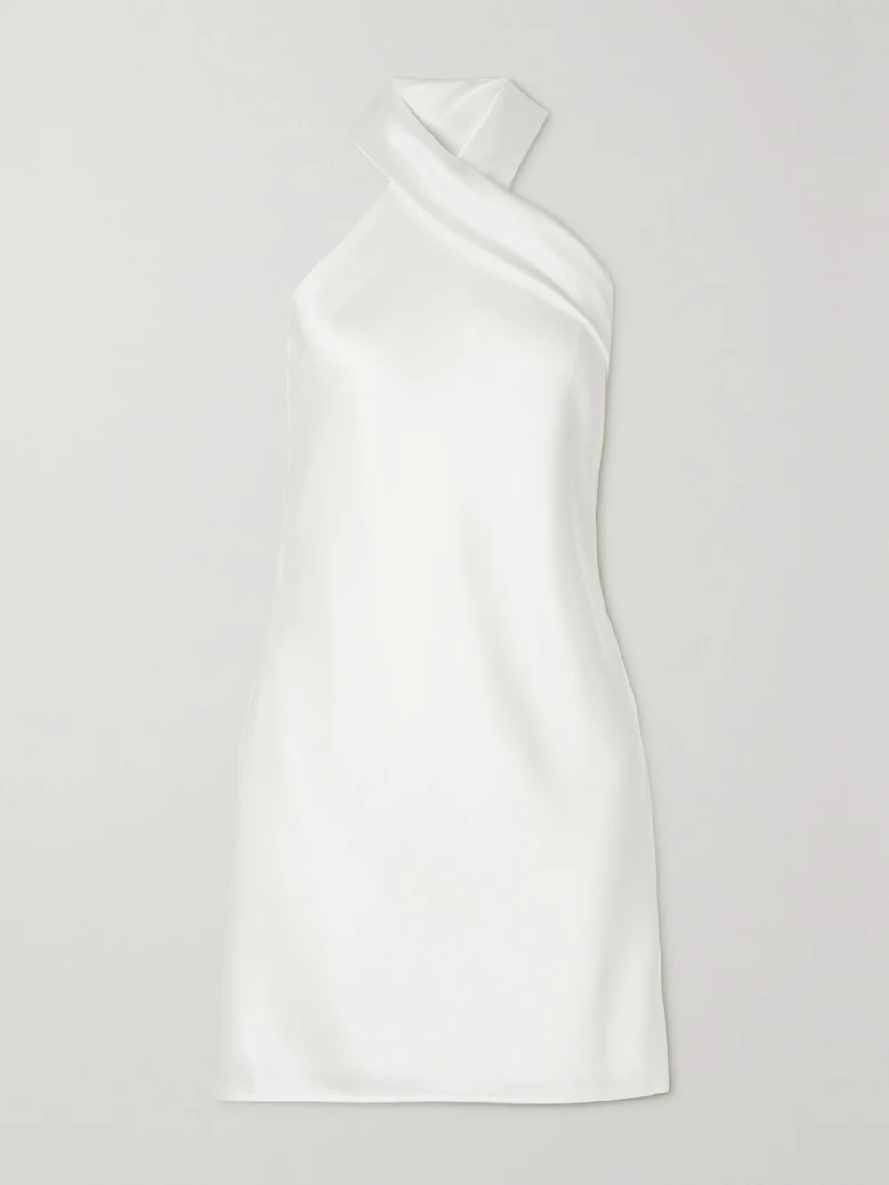 Galvan Pandora Tie-detailed Satin Halterneck Mini Dress in white