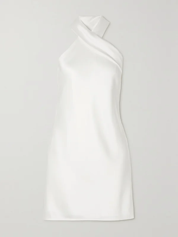 Galvan Pandora Tie-detailed Satin Halterneck Mini Dress