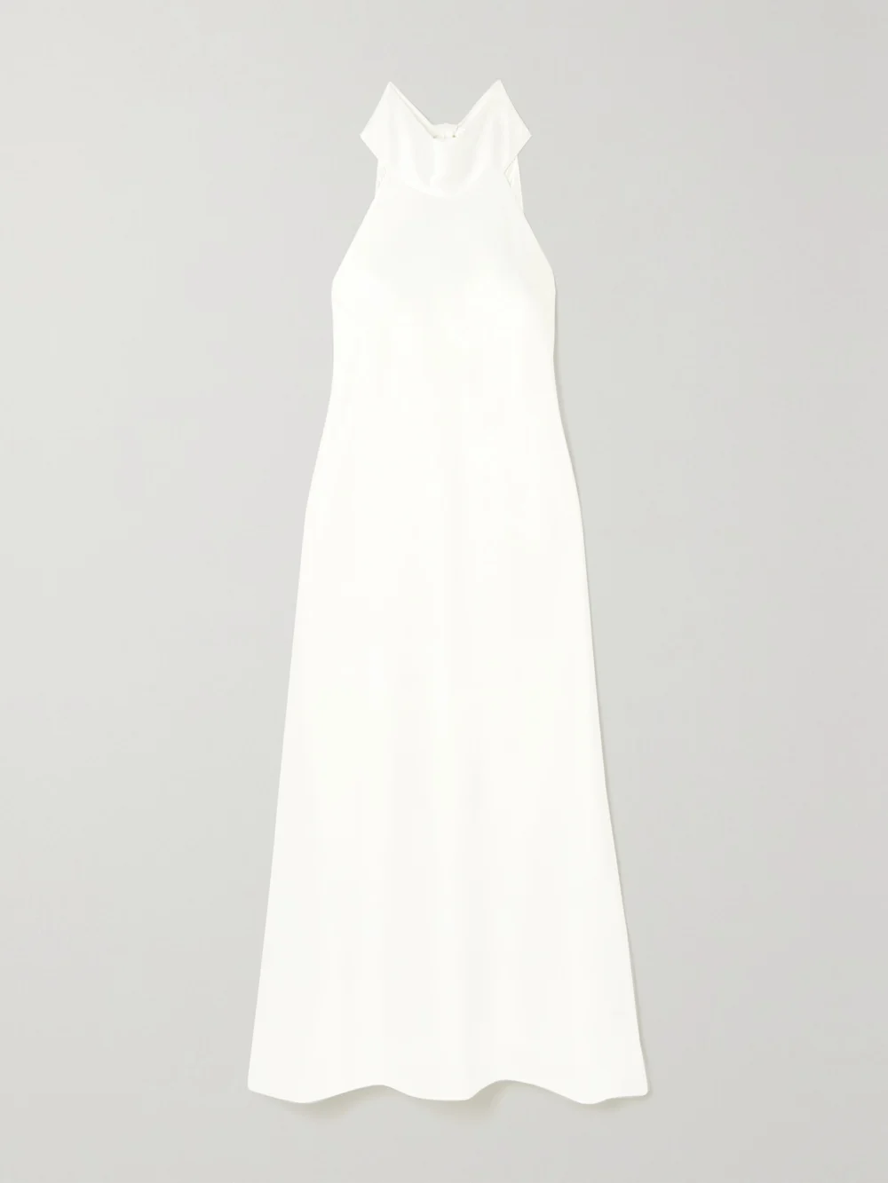Galvan Sienna Halterneck Satin Midi Dress in white