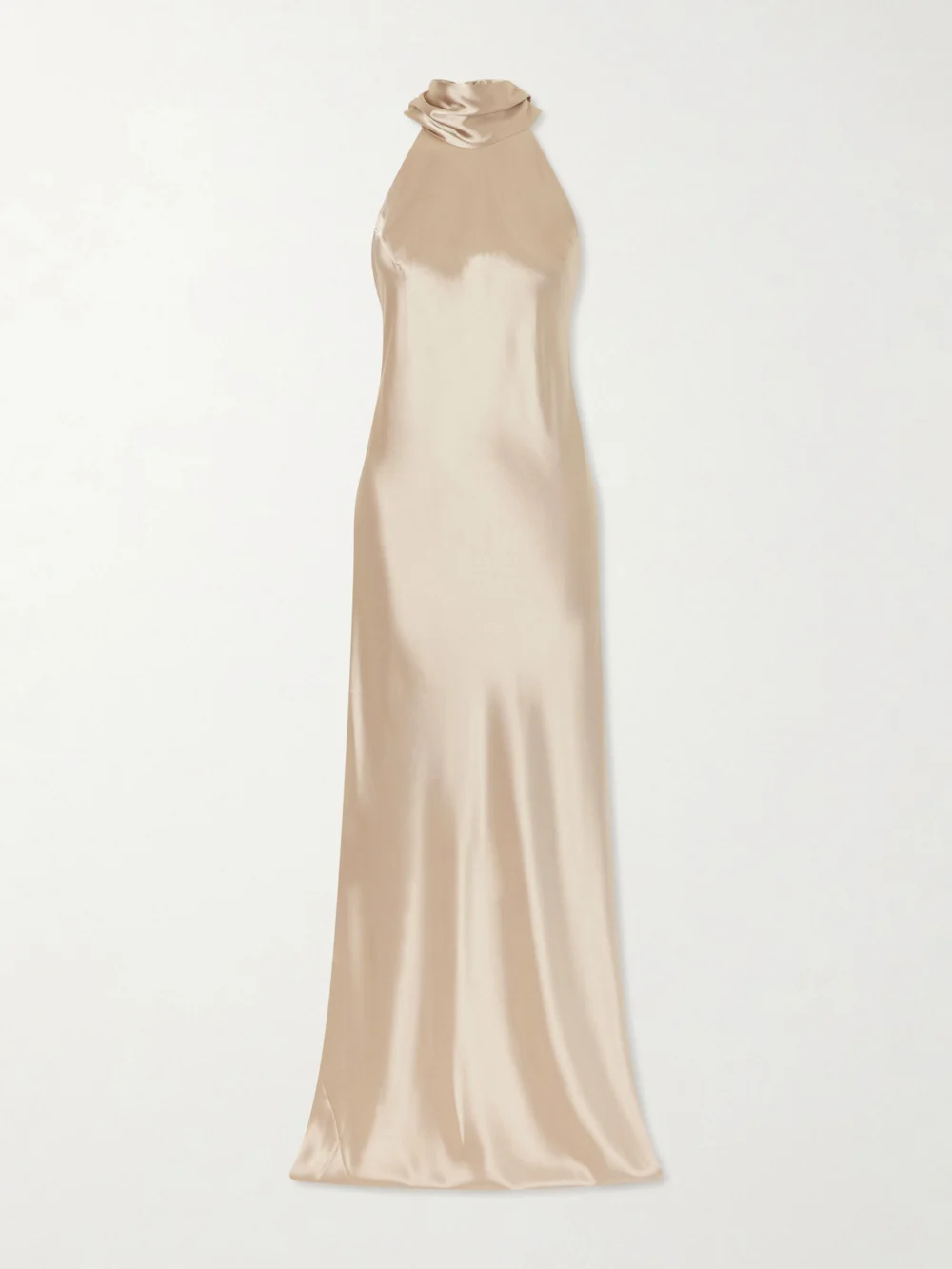 Galvan Sienna Satin Halterneck Gown in gold