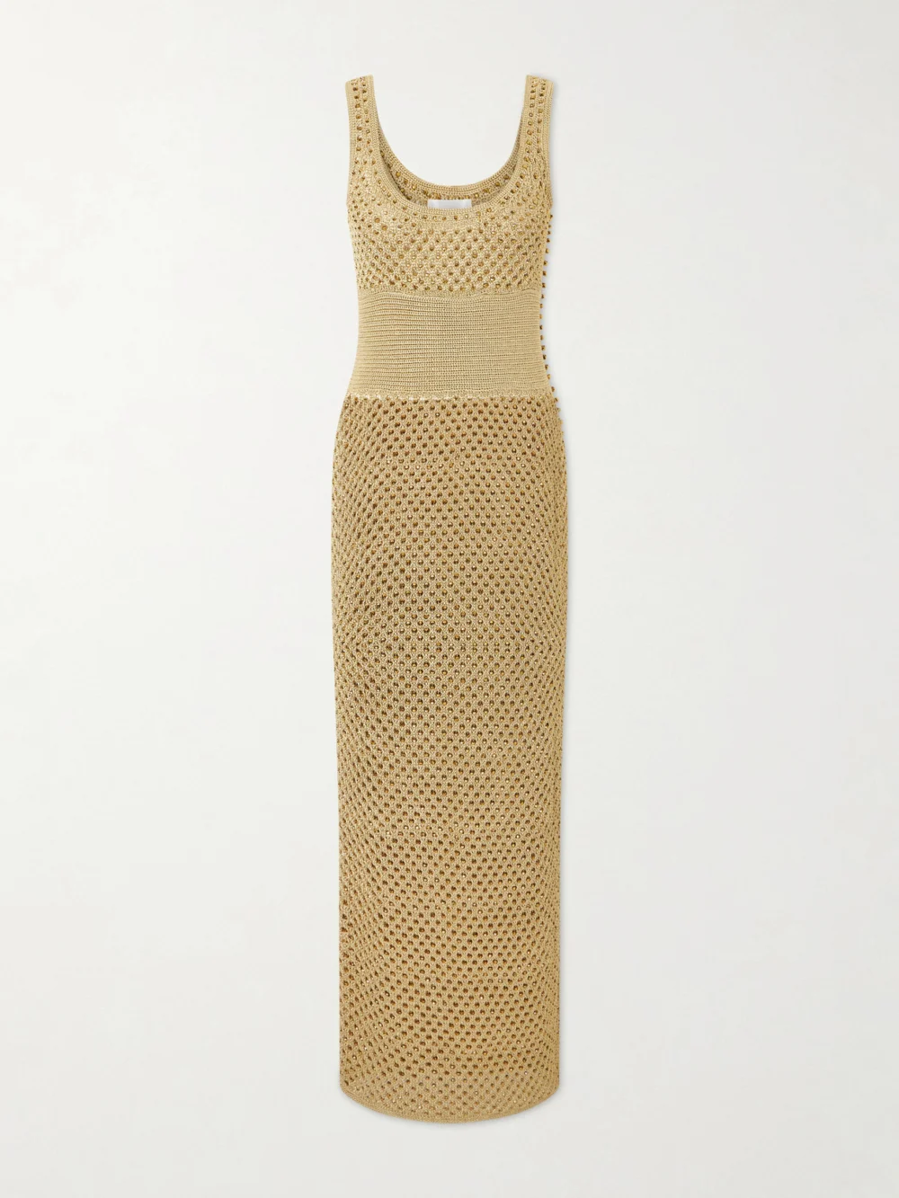 Galvan Vento Crystal-embellished Crocheted Midi Dress in gold