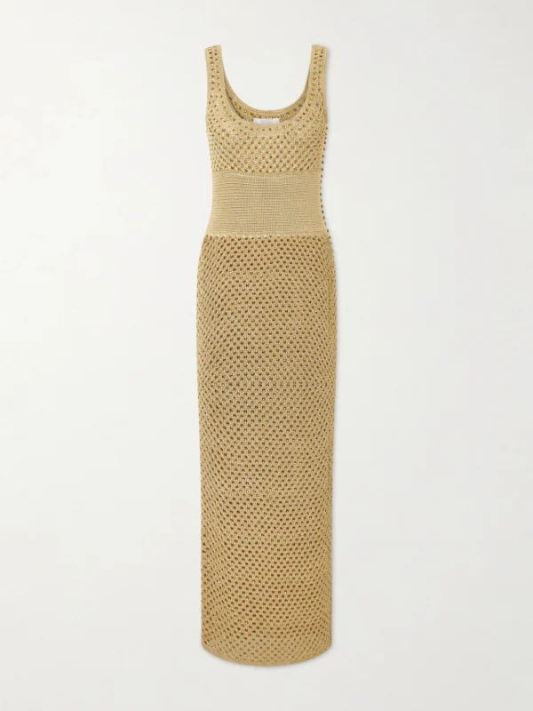 Galvan Vento Crystal-embellished Crocheted Midi Dress