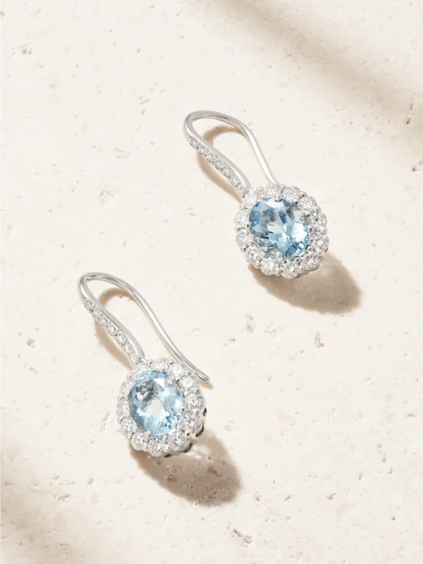 Garrard 1735 Platinum, Aquamarine and Diamond Earrings