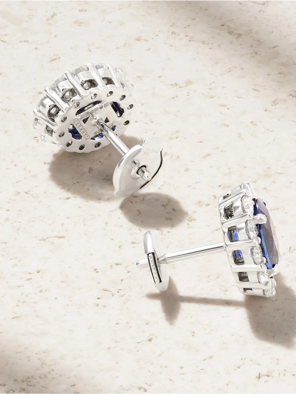 Back view of the Garrard 1735 Platinum, Sapphire and Diamond Earrings