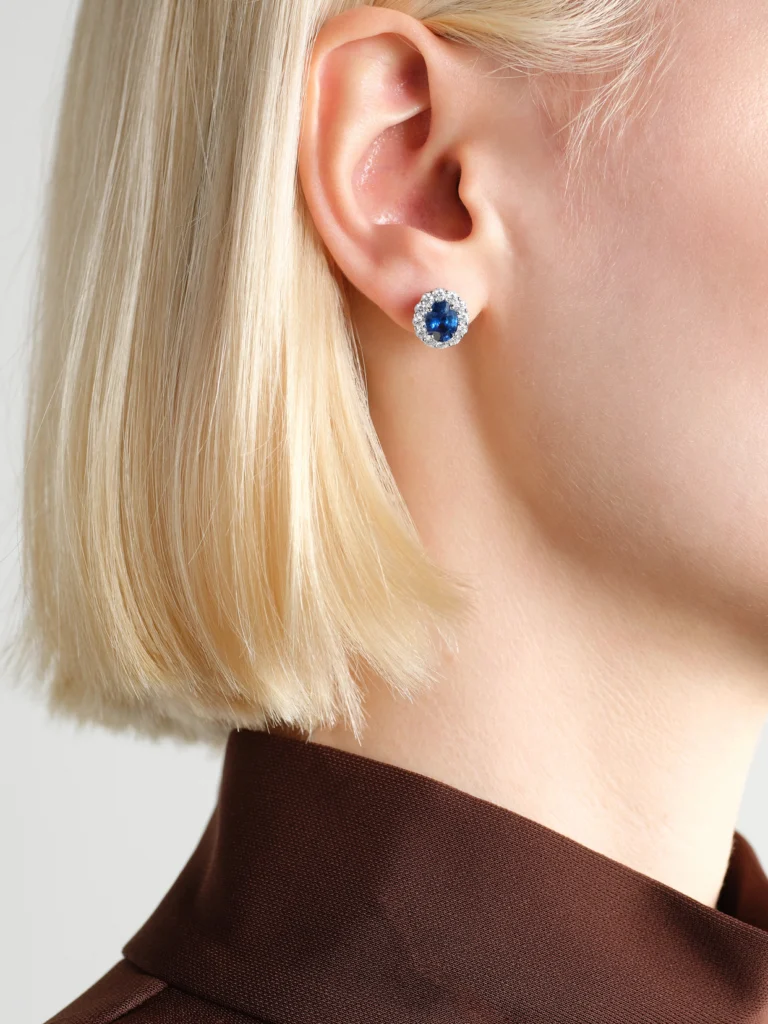 Garrard 1735 Platinum, Sapphire and Diamond Earrings