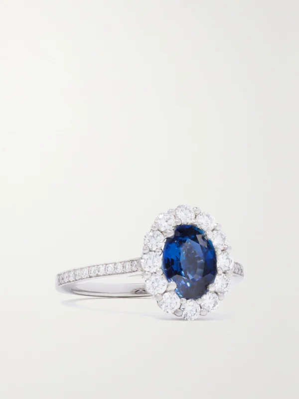Garrard 1735 Platinum, Sapphire and Diamond Ring