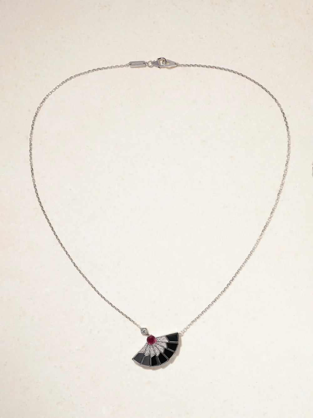 Close-up detail of the Garrard Fanfare Symphony 18-karat White Gold Multi-stone Necklace