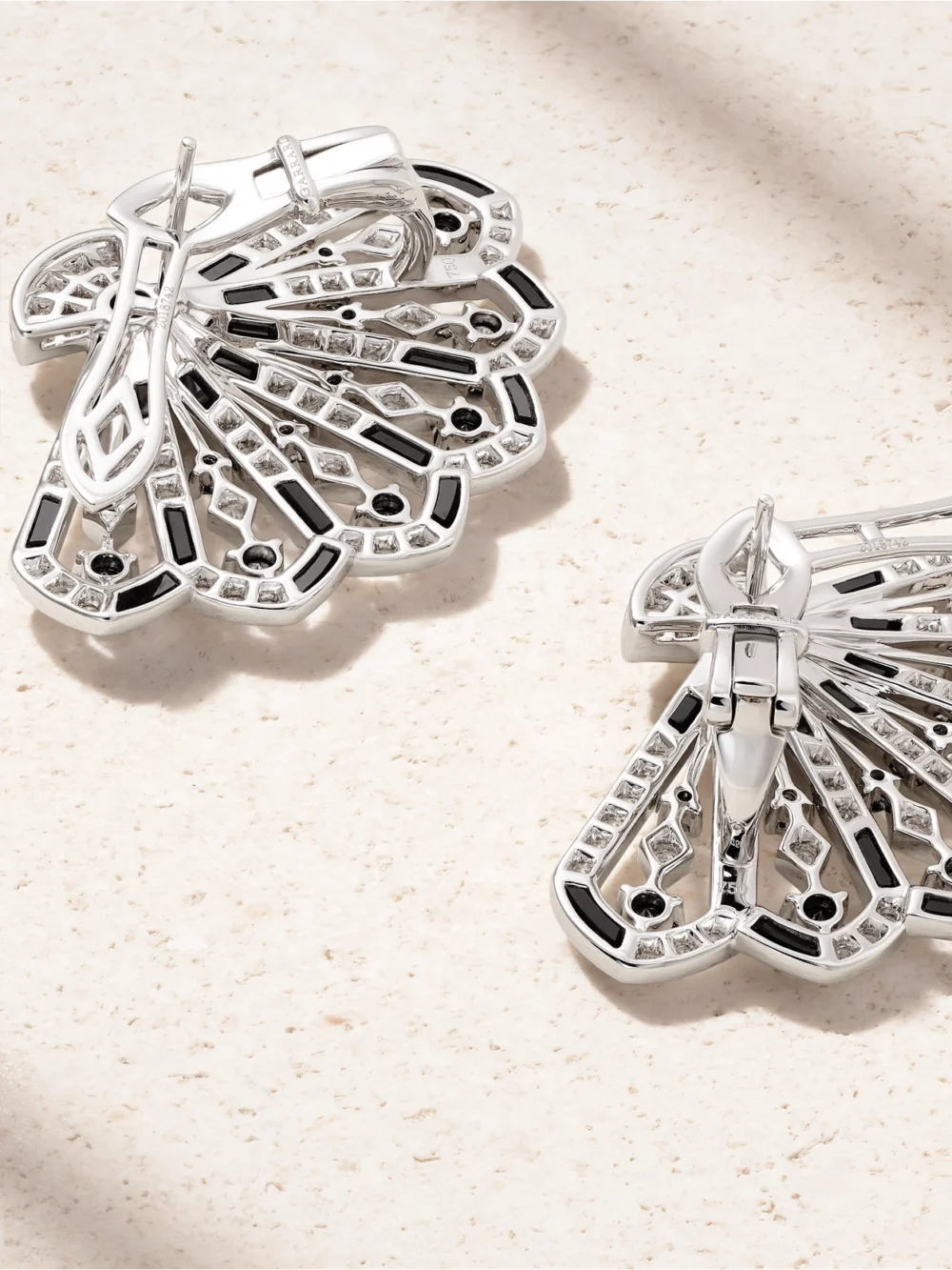 Back view of the Garrard Fanfare Symphony 18-karat White Gold, Spinel and Diamond Earrings