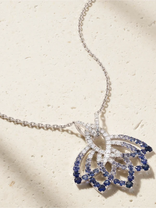 Garrard Lotus Flower 18-karat White Gold, Sapphire and Diamond Necklace