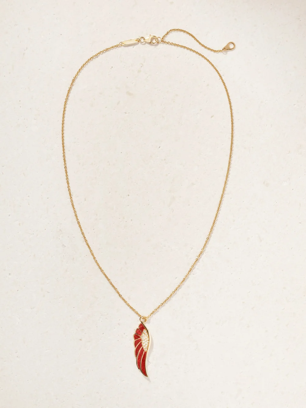 Close-up detail of the Garrard Wings 18-karat Gold, Diamond and Enamel Necklace