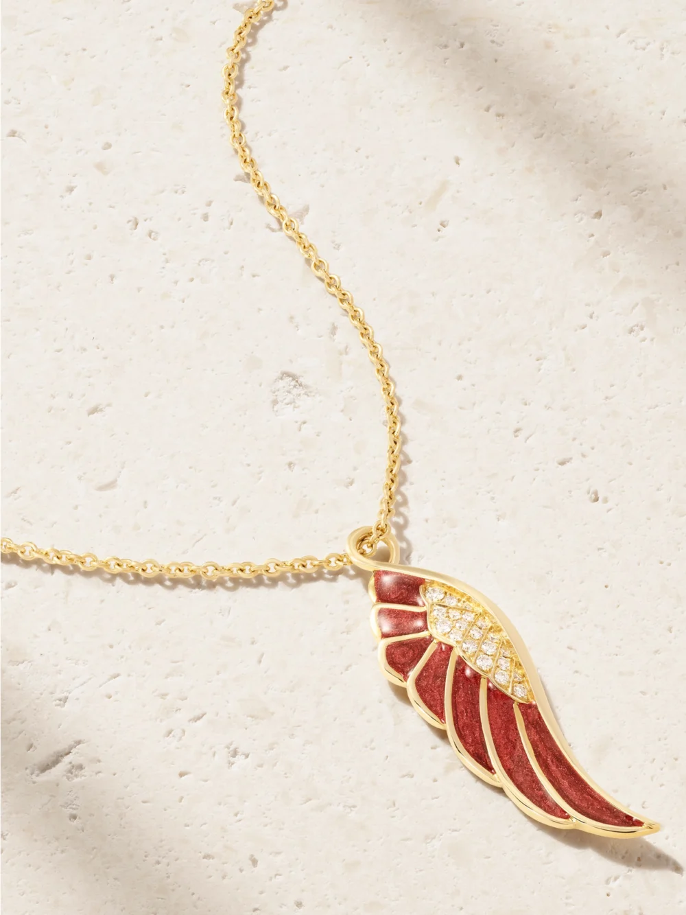 Garrard Wings 18-karat Gold, Diamond and Enamel Necklace