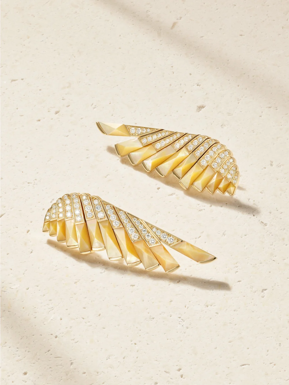 Garrard Wings Rising 18-karat Gold, Diamond and Mother-of-pearl Earrings