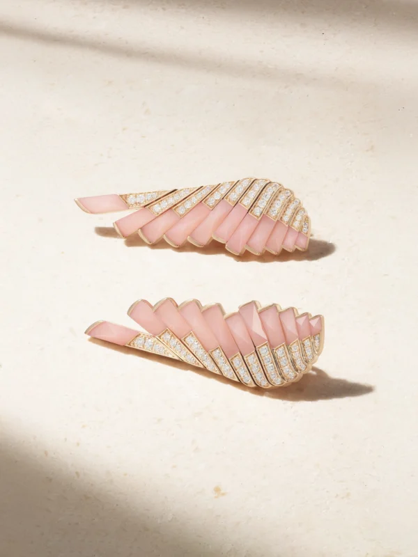 Garrard Wings Rising 18-karat Rose Gold, Opal and Diamond Earrings