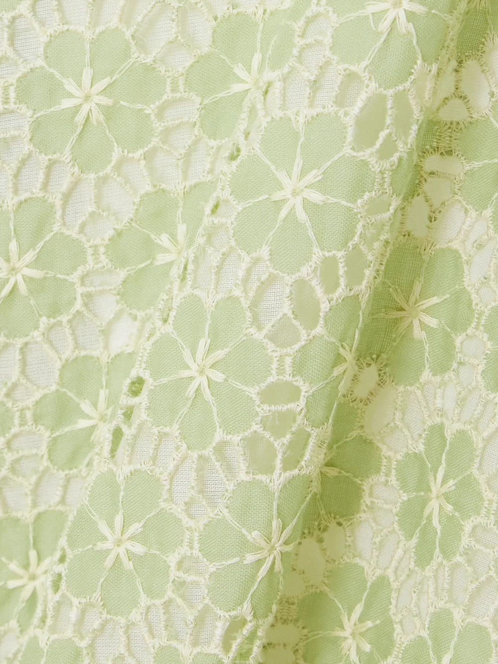 Close-up detail of the Giambattista Valli Belted Bow-embellished Pleated Cotton Guipure Lace Mini Dress