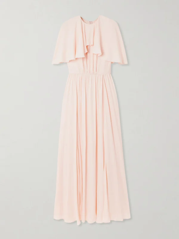 Giambattista Valli Cape-effect Pleated Crepe Midi Dress