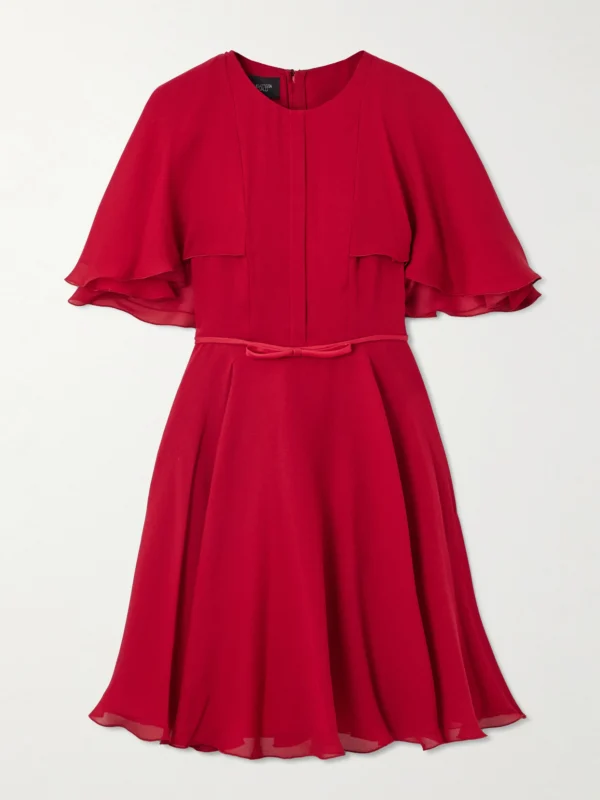 Giambattista Valli Cape-effect Satin-trimmed Silk-chiffon Mini Dress