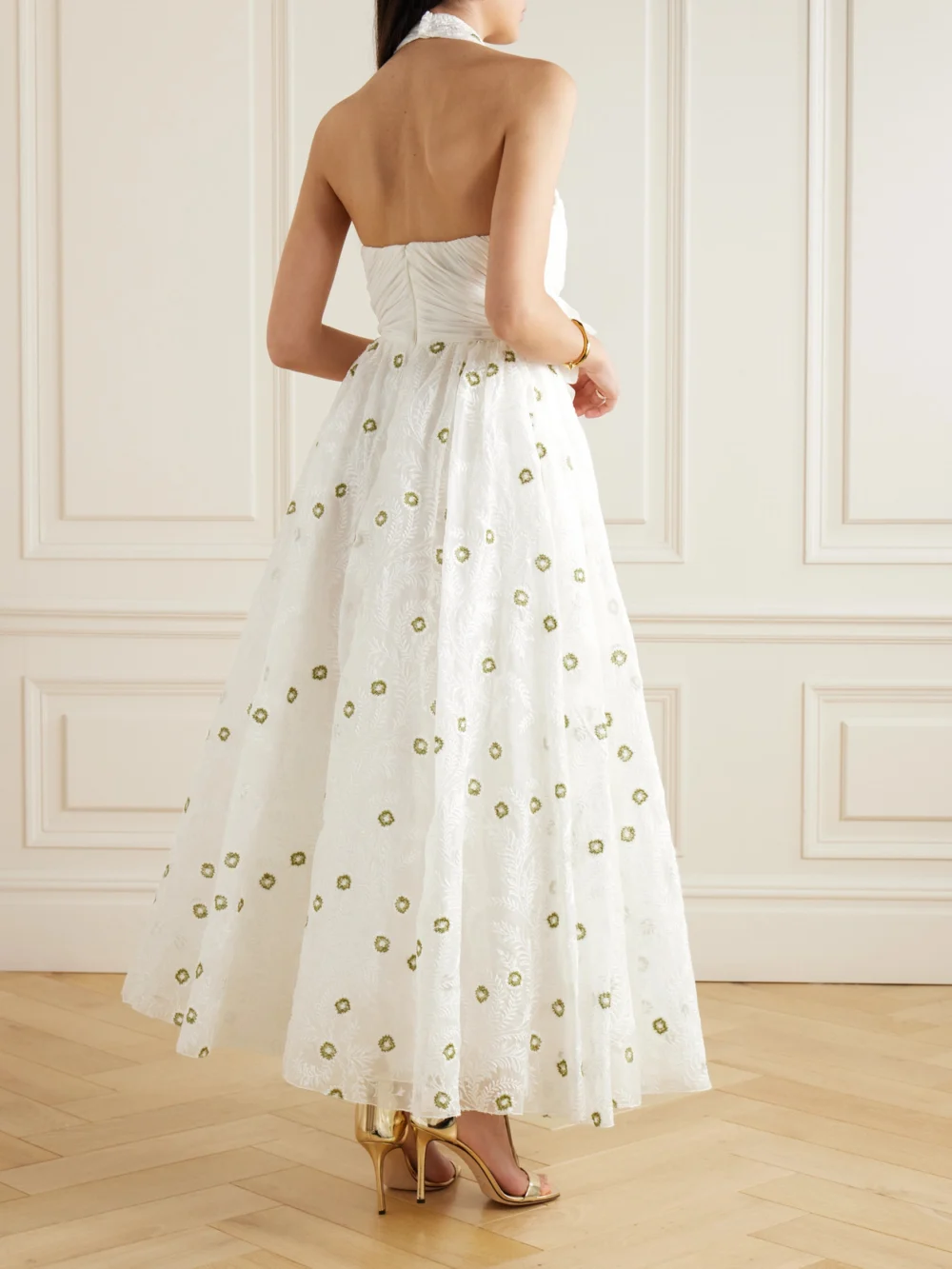 Back view of the Giambattista Valli Cutout Chiffon-trimmed Embroidered Silk-organza Gown