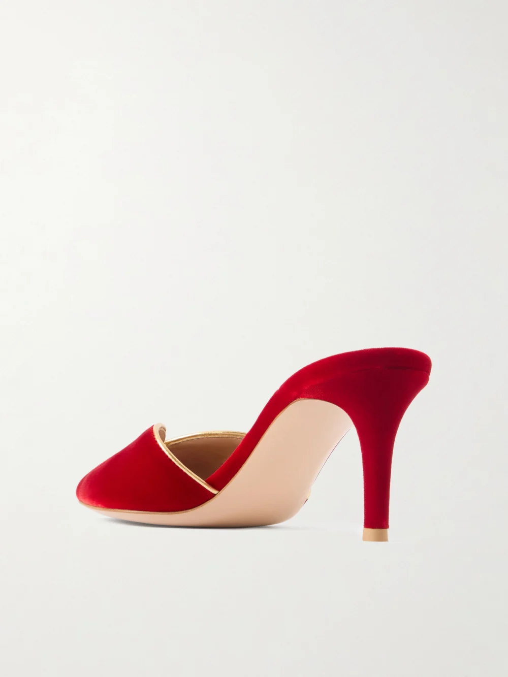 Back view of the Gianvito Rossi 70 Leather-trimmed Velvet Mules