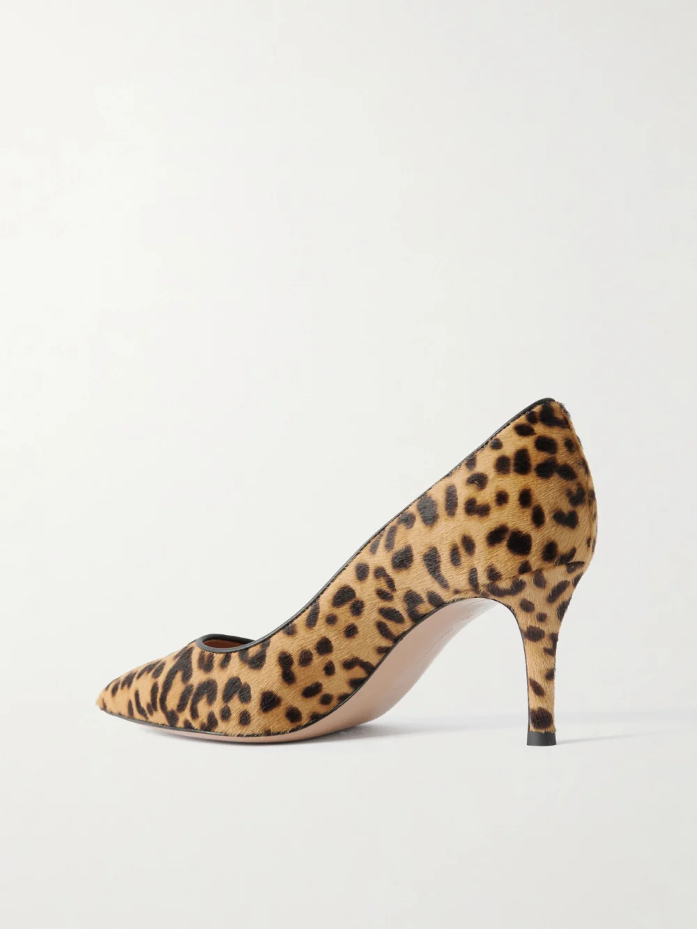 Back view of the Gianvito Rossi 70 Leopard-print Calf Hair Pumps