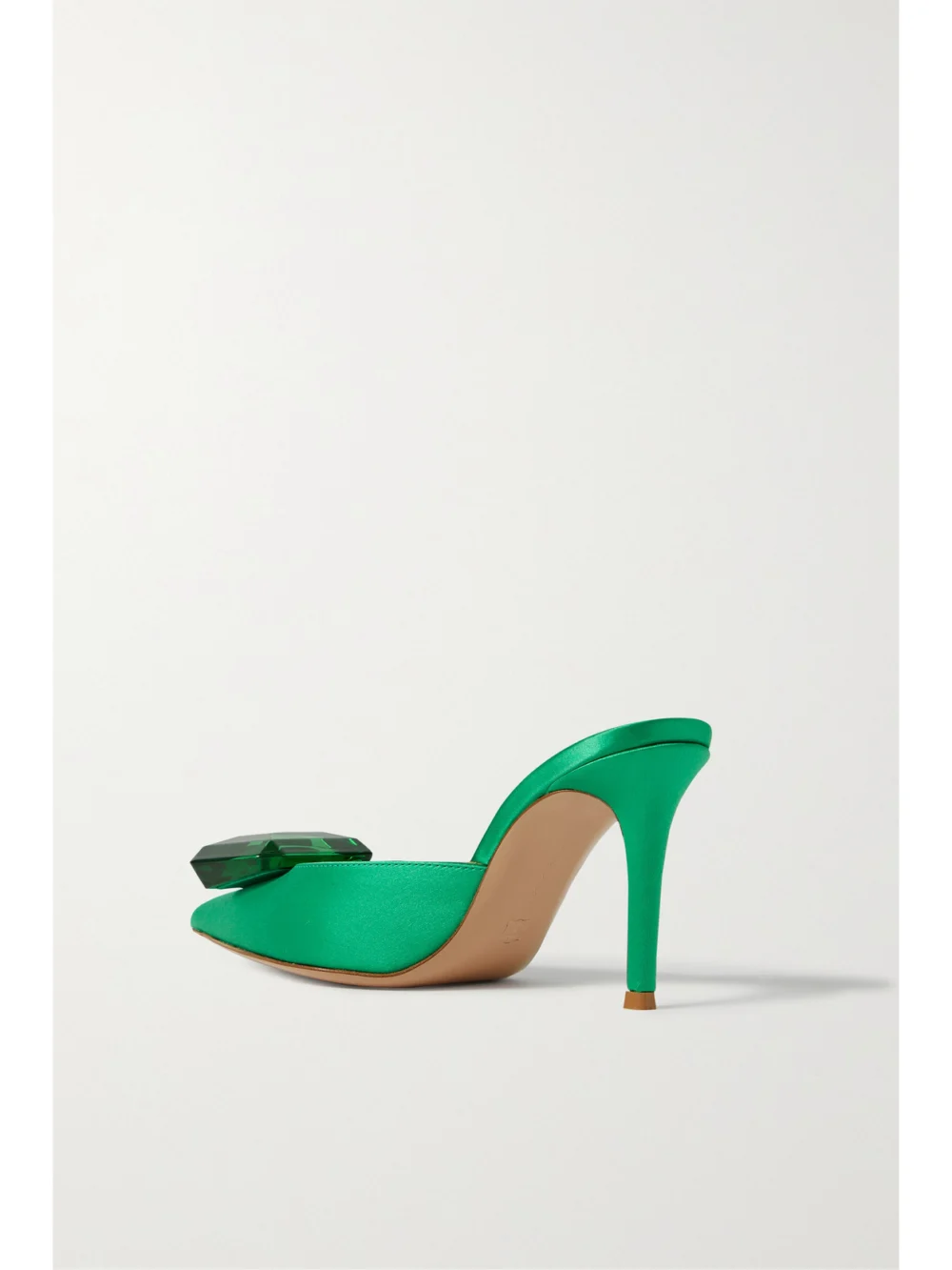 Back view of the Gianvito Rossi 85 Crystal-embellished Satin Mules