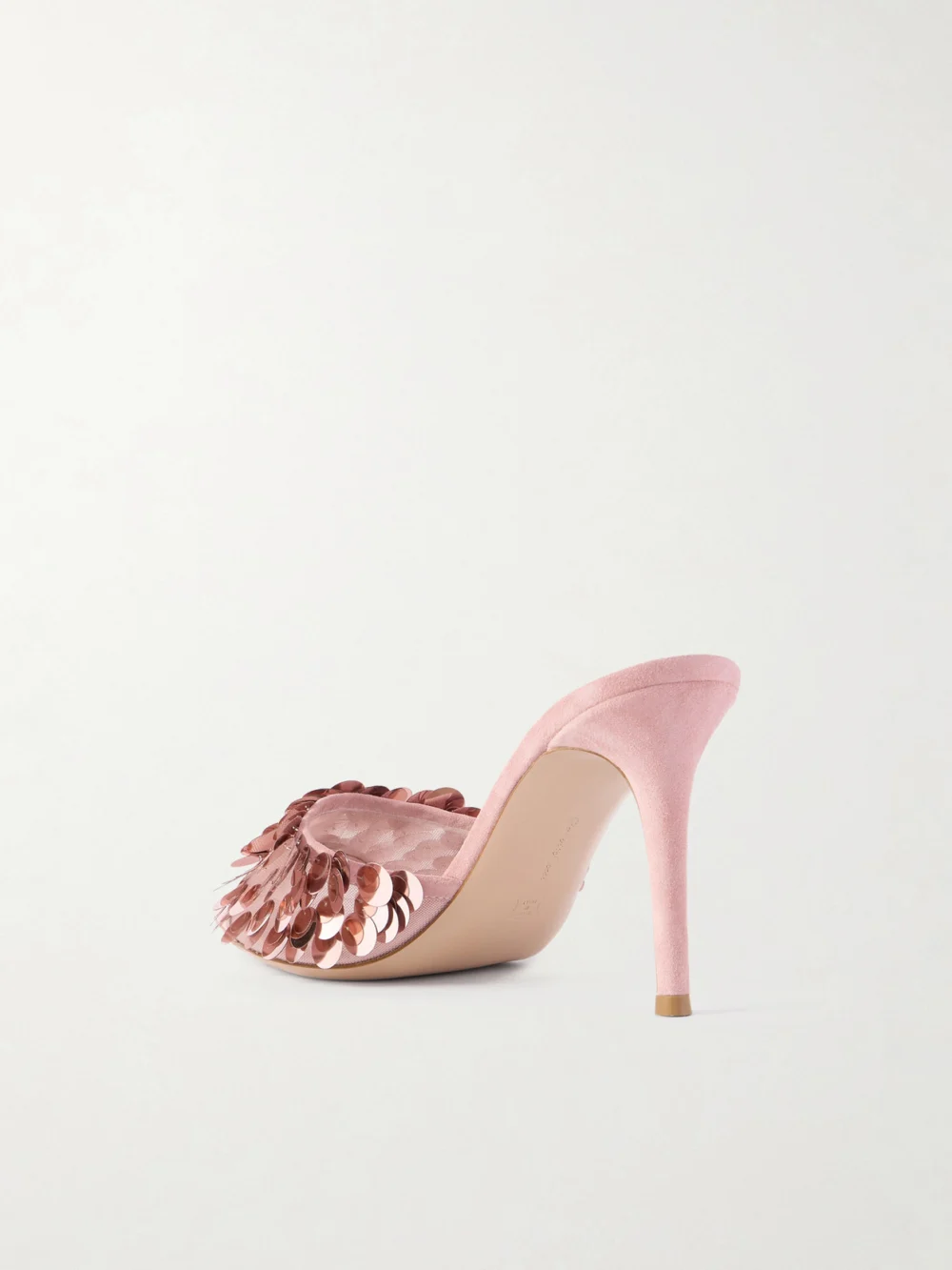 Back view of the Gianvito Rossi 85 Sequined Mesh Mules