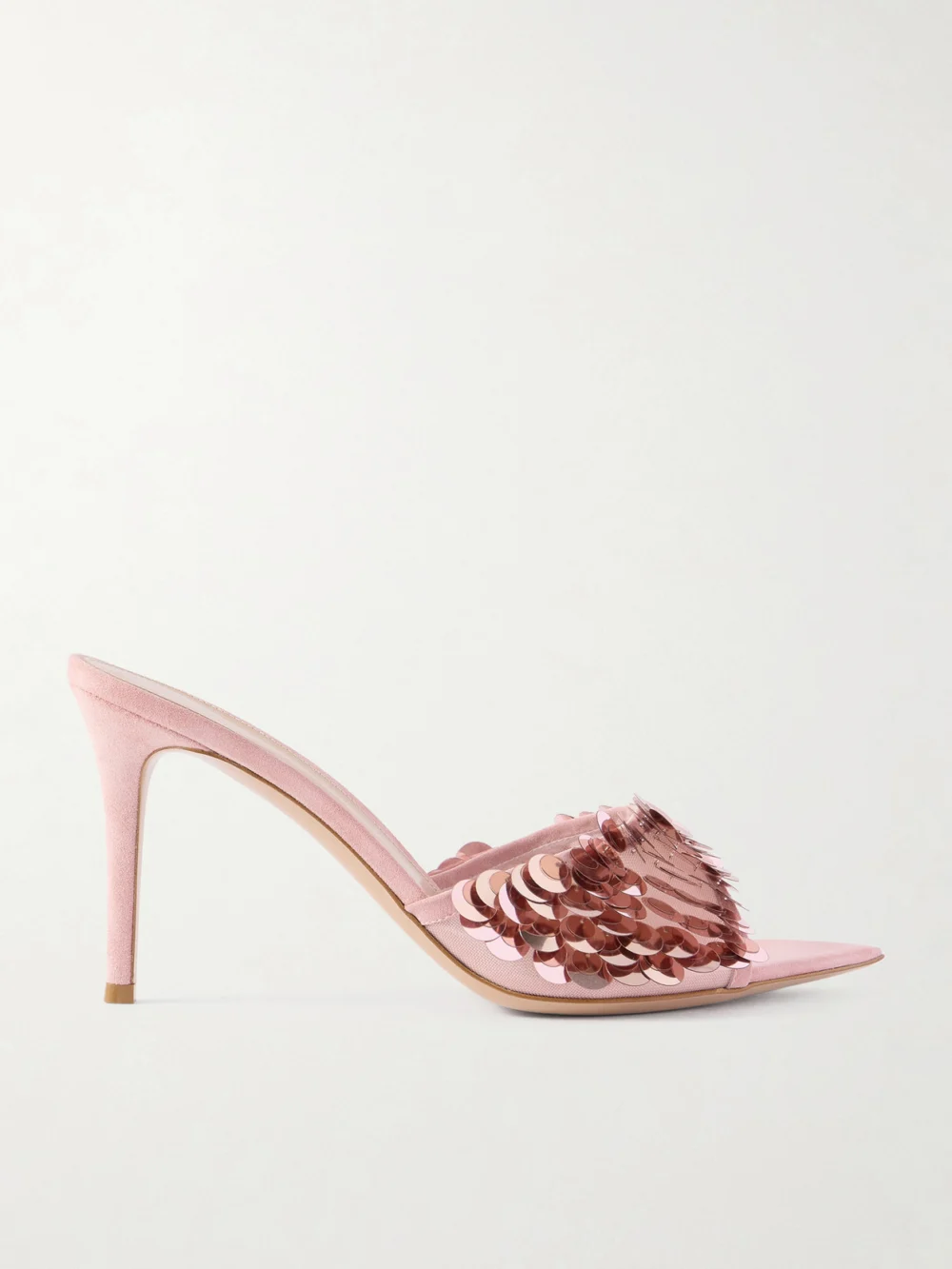 Gianvito Rossi 85 Sequined Mesh Mules in pink