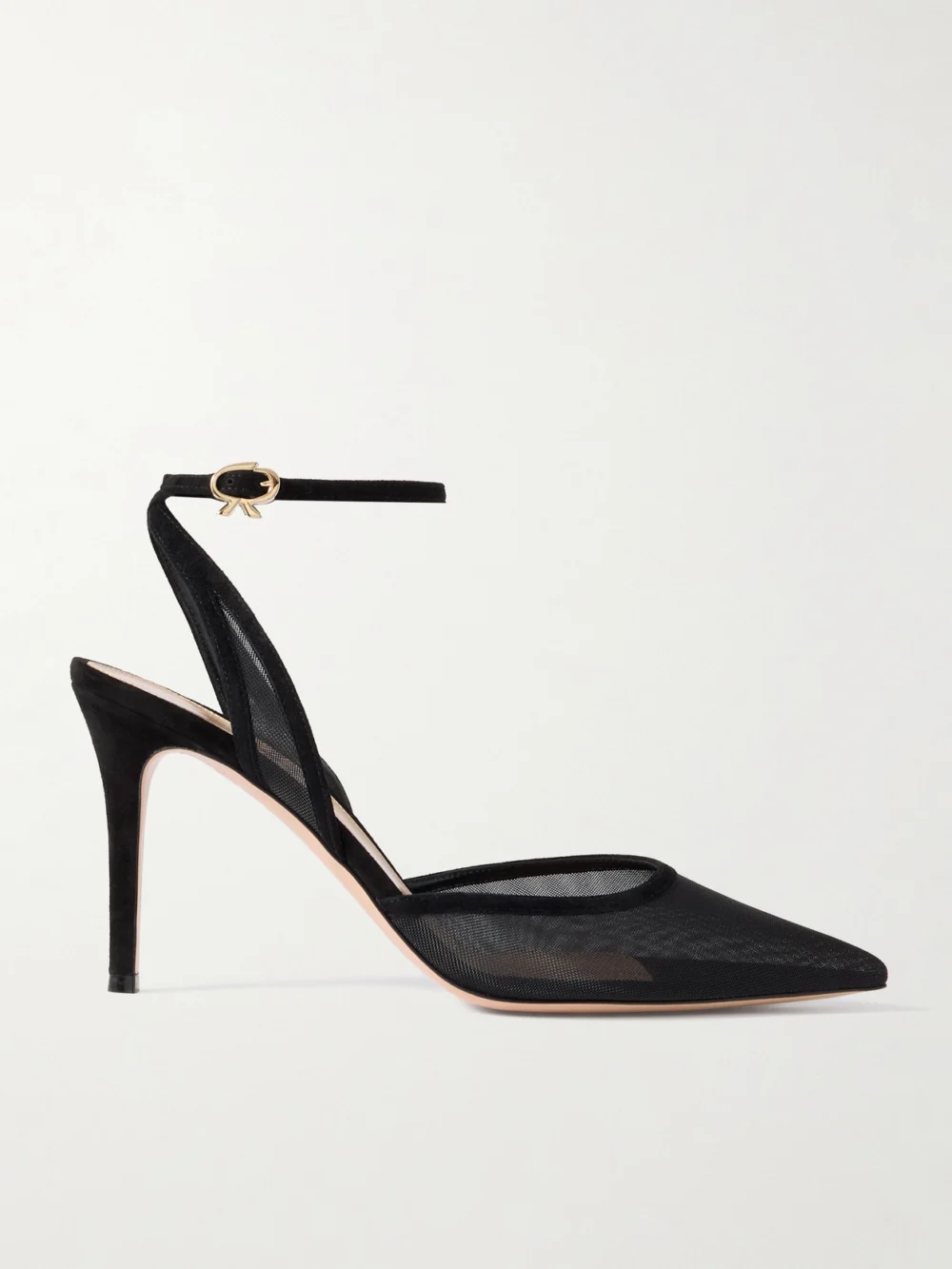 Gianvito Rossi 85 Suede-trimmed Mesh Pumps in black