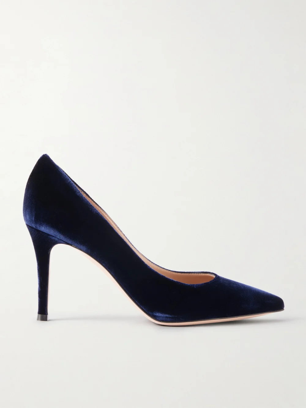 Gianvito Rossi 85 Velvet Pumps in dark denim